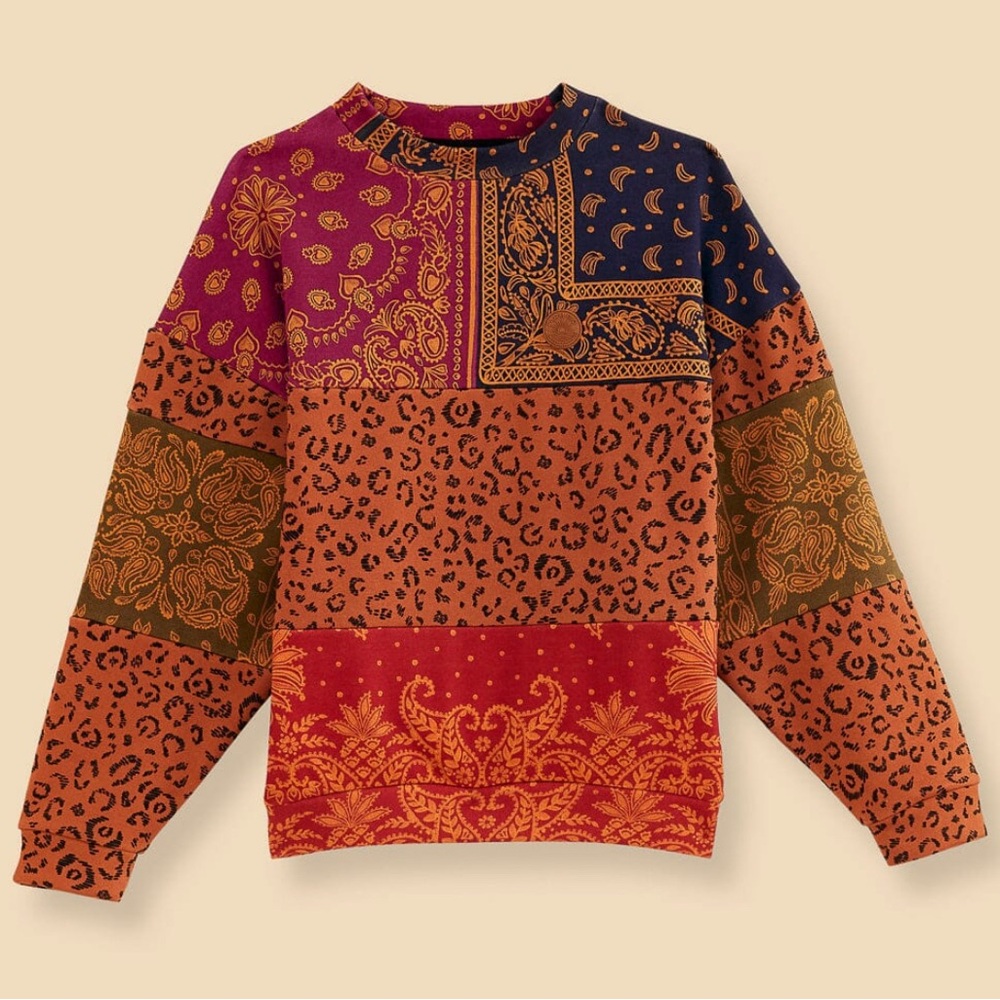 FARM Rio Bandana Dream Patchwork Oversized Sweatshirt, XXS, brand new with tags